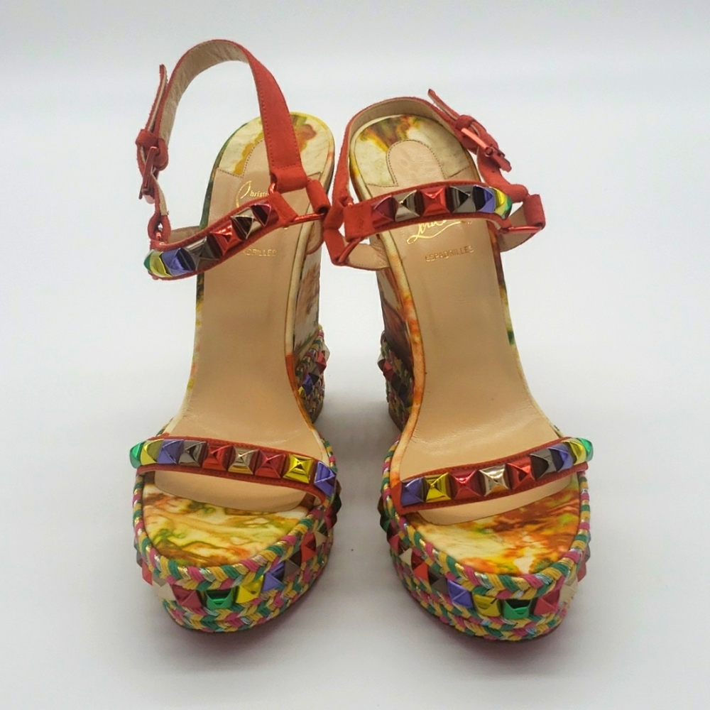 Christian Louboutin size 40 color orange and multi color with multi color stones